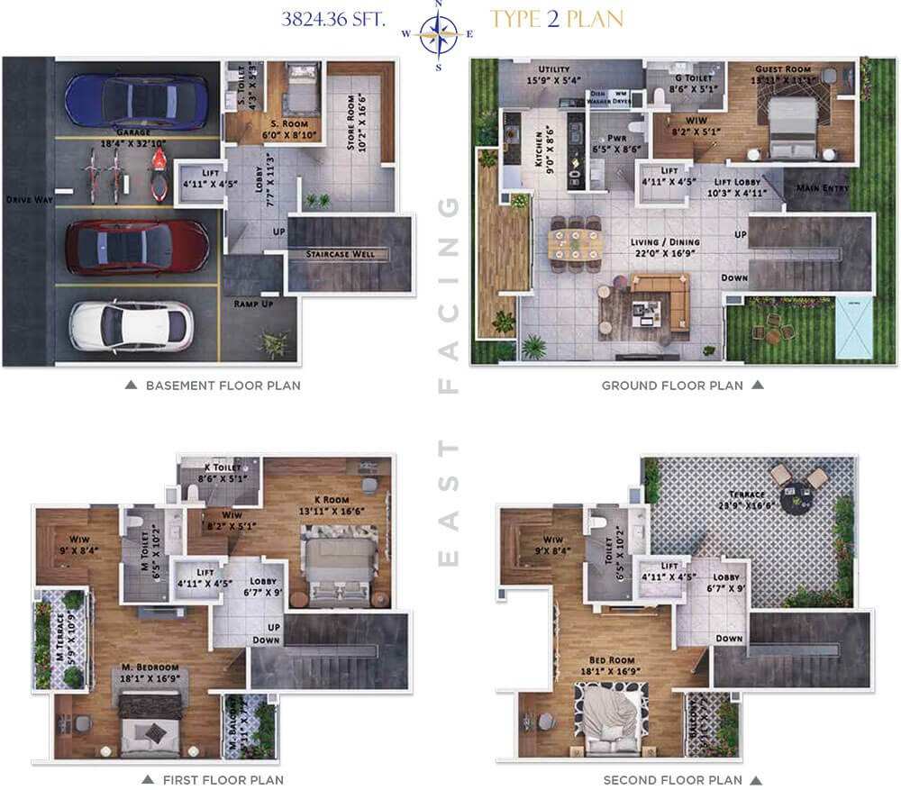 Sattva Springs 4 BHK larger format floor plan